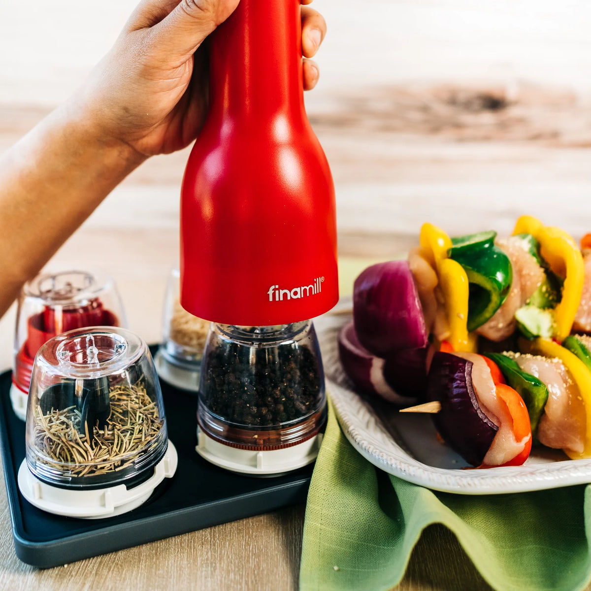 Spice Rack Grinder Rechargable Spice Grinder with Interchangeable Spice Pods – FinaMill ANZ